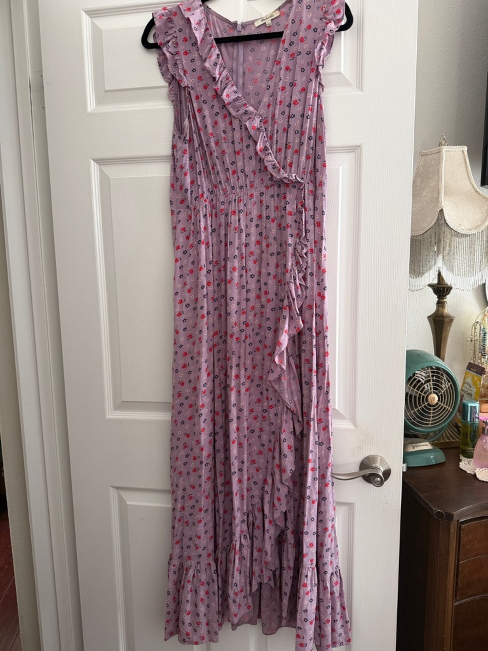 Madewell Lavender Floral Ruffle Maxi Dress